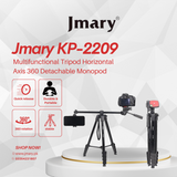 Jmary KP-2209 professional 1.7m tripod with horizontal extendable arm and detachable monopod mode