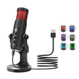 Jmary MC-PW9 RGB professional USB condenser microphone for podcasting and gaming with noise reduction and mute button