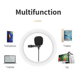 Jmary MC-R2 black Type-C lavalier microphone with 2-meter cable and clip for Android smartphones and laptops