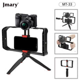 Jmary MT-33 professional video cage rig kit with 3 cold shoe mounts and mini tripod for vlogging