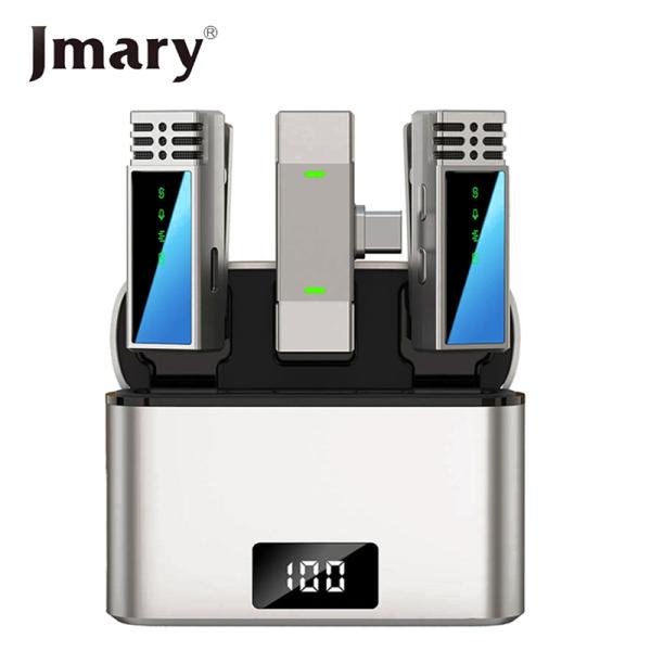 Jmary MW-15 wireless lavalier microphone with Type-C receiver and 48-hour battery life charging case for Android smartphones