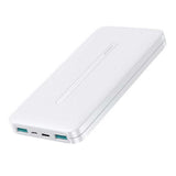 Joyroom JR-T012 10000mAh power bank featuring dual USB output ports, Type-C and Micro inputs, and a 4-level LED battery indicator