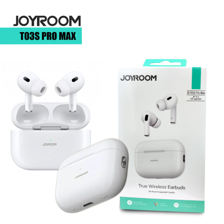 Original Joyroom JR-T03S Pro Max wireless earbuds with pop-up window, BT V5.3, and wireless charging support