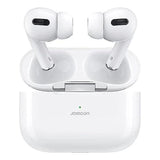 Joyroom JR-T03S Pro (NX3) wireless earbuds in white with 13mm speakers and a thin red protective case
