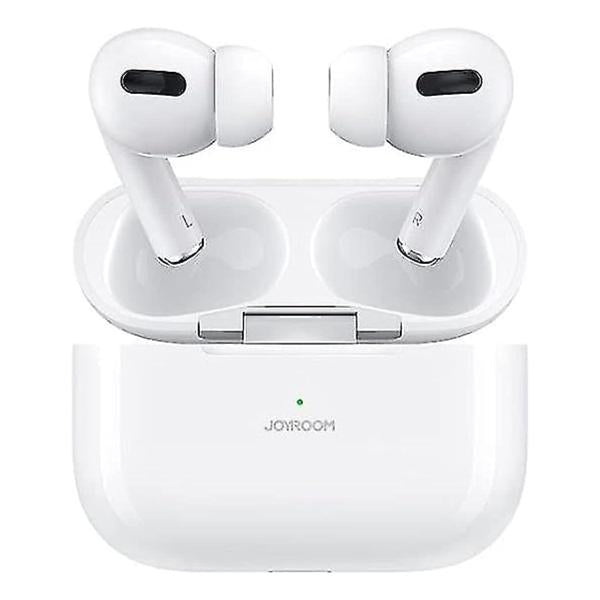 Joyroom JR-T03S Pro (NX3) wireless earbuds in white with 13mm speakers and a thin red protective case