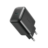 JOYROOM JR-TCF23 25W Charger Black (EU Version) paired with a 1M Type-C to Type-C cable for efficient, reliable fast charging