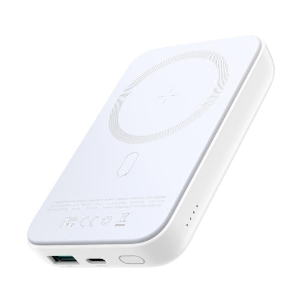 Joyroom JR-W020 20W wireless power bank featuring 10000mAh capacity, strong magnetic positioning, and 2-in-1 multi-device fast charging