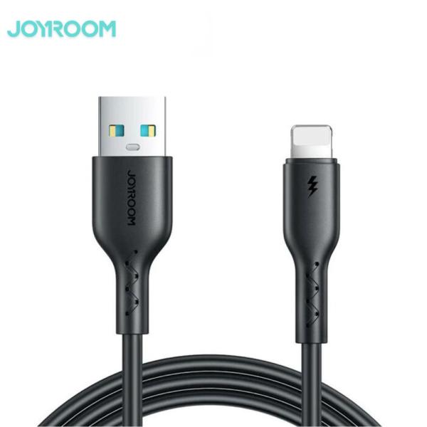 Joyroom Flash-Charge Series SA26-AL3 3A USB-A to Lightning fast charging data cable highlighting its thickened skin-friendly anti-fouling PVC jacket, reinforced joints, and 1-meter length