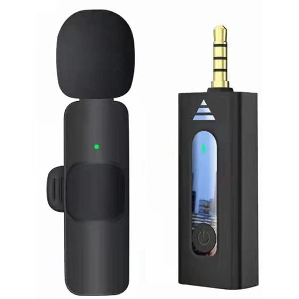 K35 wireless single collar microphone by Yug Style featuring automatic plug-and-play pairing receiver, omnidirectional lapel transmitter, spray-proof sponge, and noise reduction chip