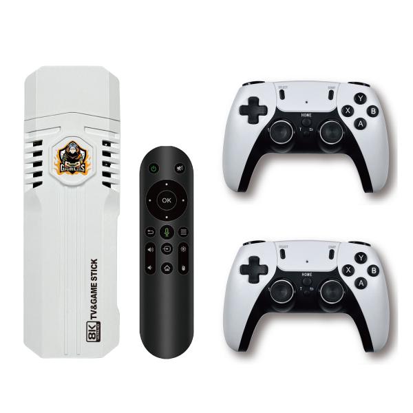 K8 Pro 8K HD game stick and Android 12.1 TV box with 40,000 games, wireless controllers, and voice remote
