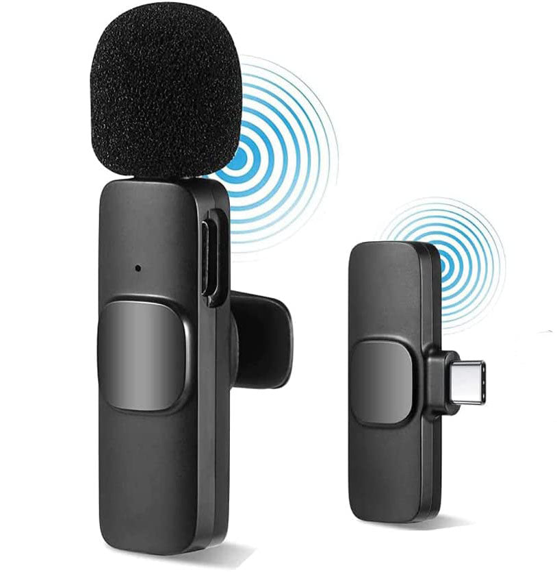 K8 wireless lavalier microphone with Type-C receiver, intelligent noise reduction, and 65 feet transmission range for Android smartphones