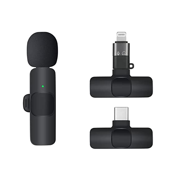 K9 wireless collar microphone with plug and play receiver for iPhone and Type-C Android smartphones