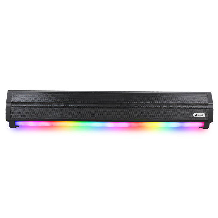 Kisonli LED-802 wireless RGB soundbar with modern retro design, Bluetooth 5.3, and 1500mAh battery