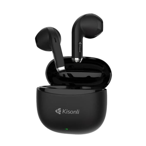 Kisonli TWS F6 Macaron Bluetooth earbuds in trendy colors with wireless charging case and noise reduction