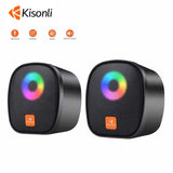 Kisonli X11 black mini gaming speakers with RGB LED lighting and 6W output for PC and laptop