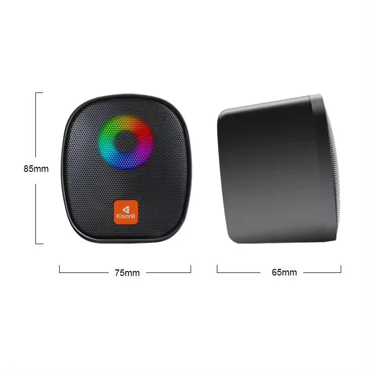 Kisonli X11 black mini gaming speakers with RGB LED lighting and 6W output for PC and laptop