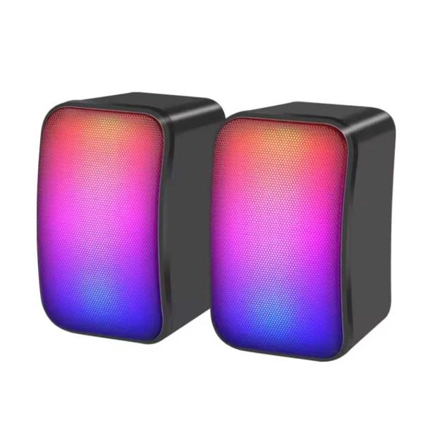 Kisonli X17 2.0 gaming desktop speakers with RGB LED lights and in-line volume control