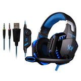 KOTION EACH G2000 pro gaming headset with 50mm drivers, noise isolation, and LED lighting in orange and blue