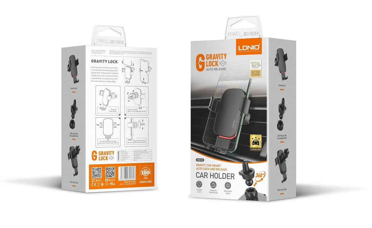 LDNIO MG10 Universal 360° Rotation Car Phone Holder providing secure and adjustable viewing for smartphones while driving