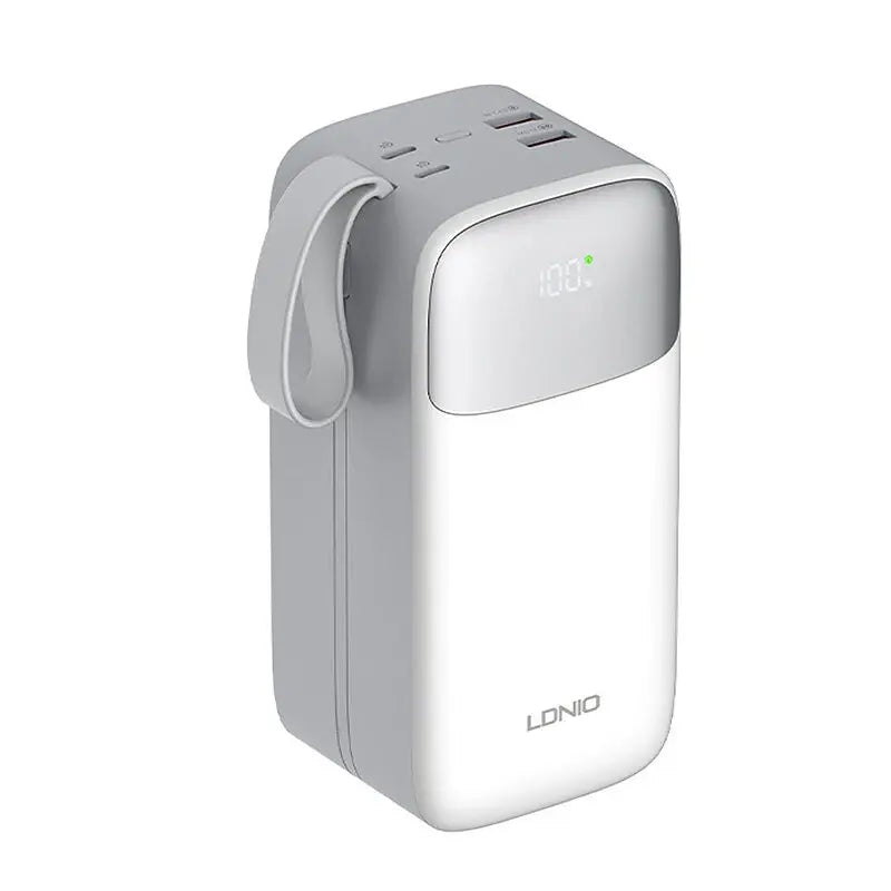 LDNIO PQ50 50000mAh 22.5W Power Bank with USB-C Fast Charging, Smart LED Display, and Built-in Charging Cables for reliable high-capacity mobile power