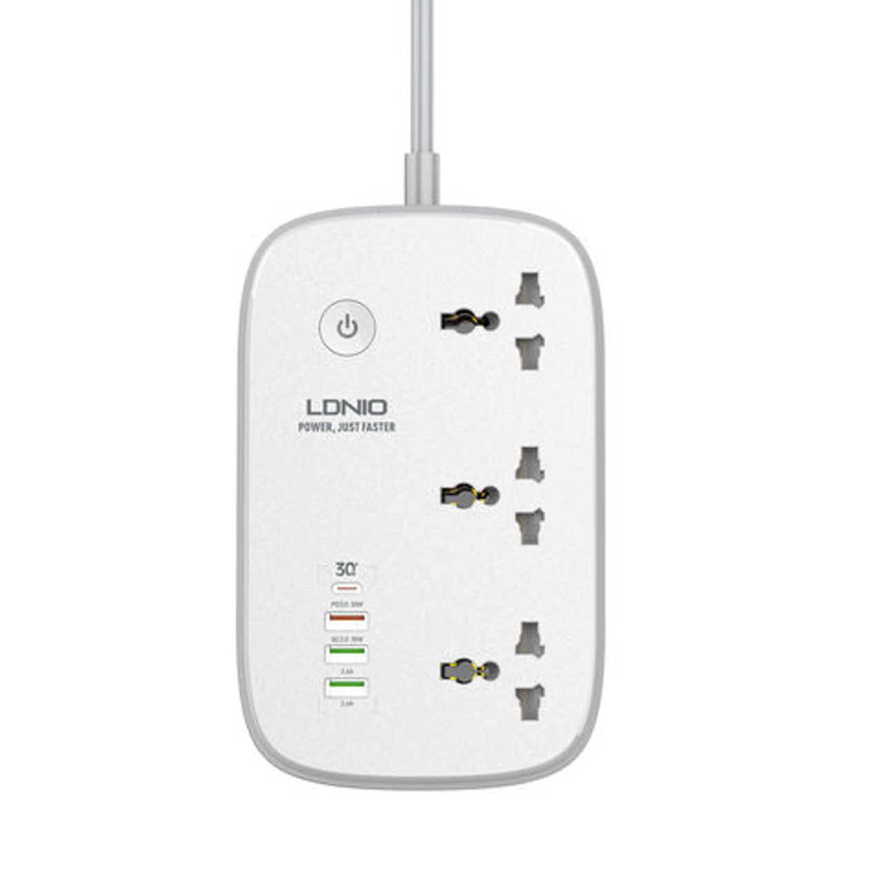LDNIO SCW3451 WiFi Smart Power Strip with 3 universal outlets and PD/QC 3.0 fast charging ports