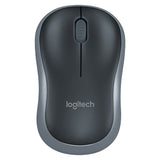 Logitech M185 2.4GHz wireless optical mouse with USB nano receiver, featuring an ambidextrous design for comfortable professional use