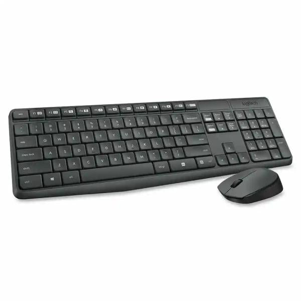 Logitech MK290 wireless combo featuring a black full-size keyboard and optical mouse with USB connectivity