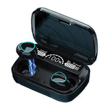 M10 wireless earbuds with 2000mAh charging case, emergency power bank function, and LED battery display
