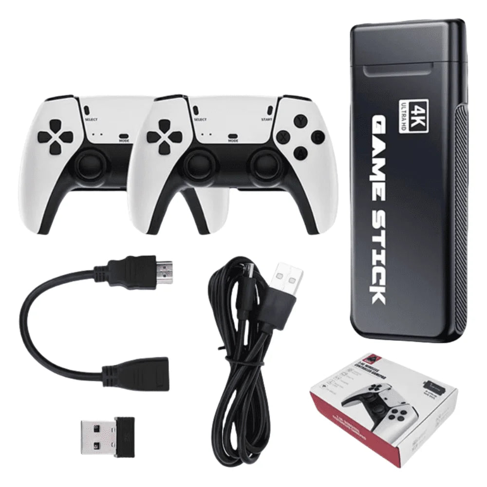 M8 Pro 4K game stick with 20,000 games, Tekken 3, and two wireless controllers featuring RK3228 chipset