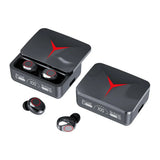 M90 Pro TWS wireless earbuds with sliding charging compartment, LED power display, and 1200mAh battery