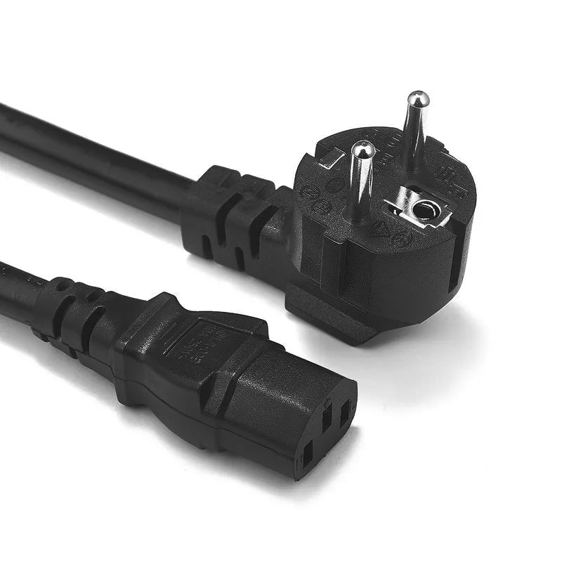 1.5M imported laptop power cable showcasing its high-conductivity connector heads, durable PVC insulation, and flexible cord structure for high-performance computing setups