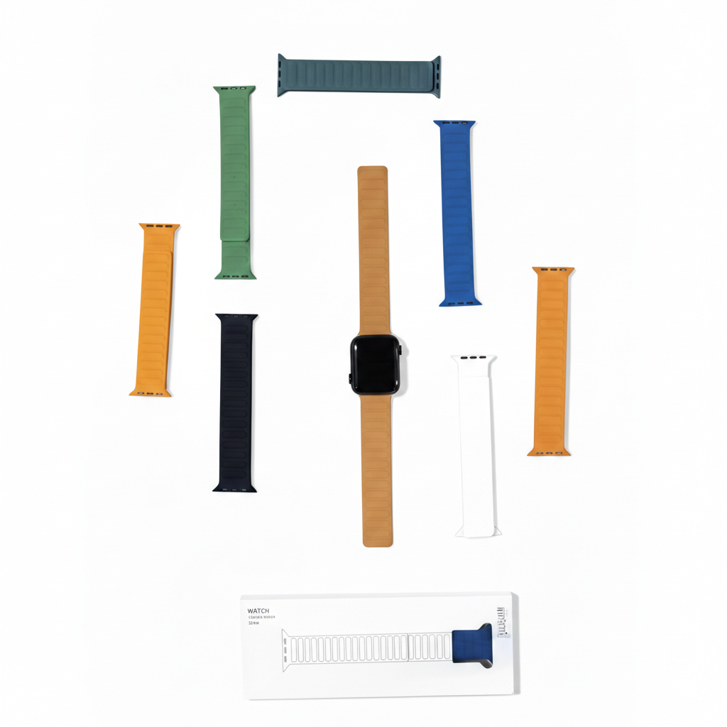 Premium Leather Magnet Strap with magnetic closure for 42mm, 44mm, 45mm, and 49mm smartwatches