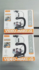 AY-49u U-shaped handheld video stabilizer kit with built-in stereo microphone and low-angle camera bracket