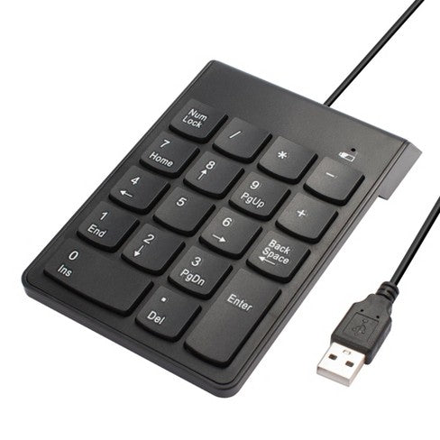 Programmable numeric keypad showing 24 keys, professional layout, and external connectivity for improved data entry productivity