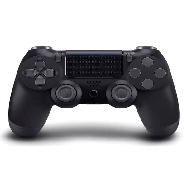 PS4 DualShock 4 wireless gamepad in black featuring dual motor vibration, touchpad, and light bar for PS4, PC, and Mobile