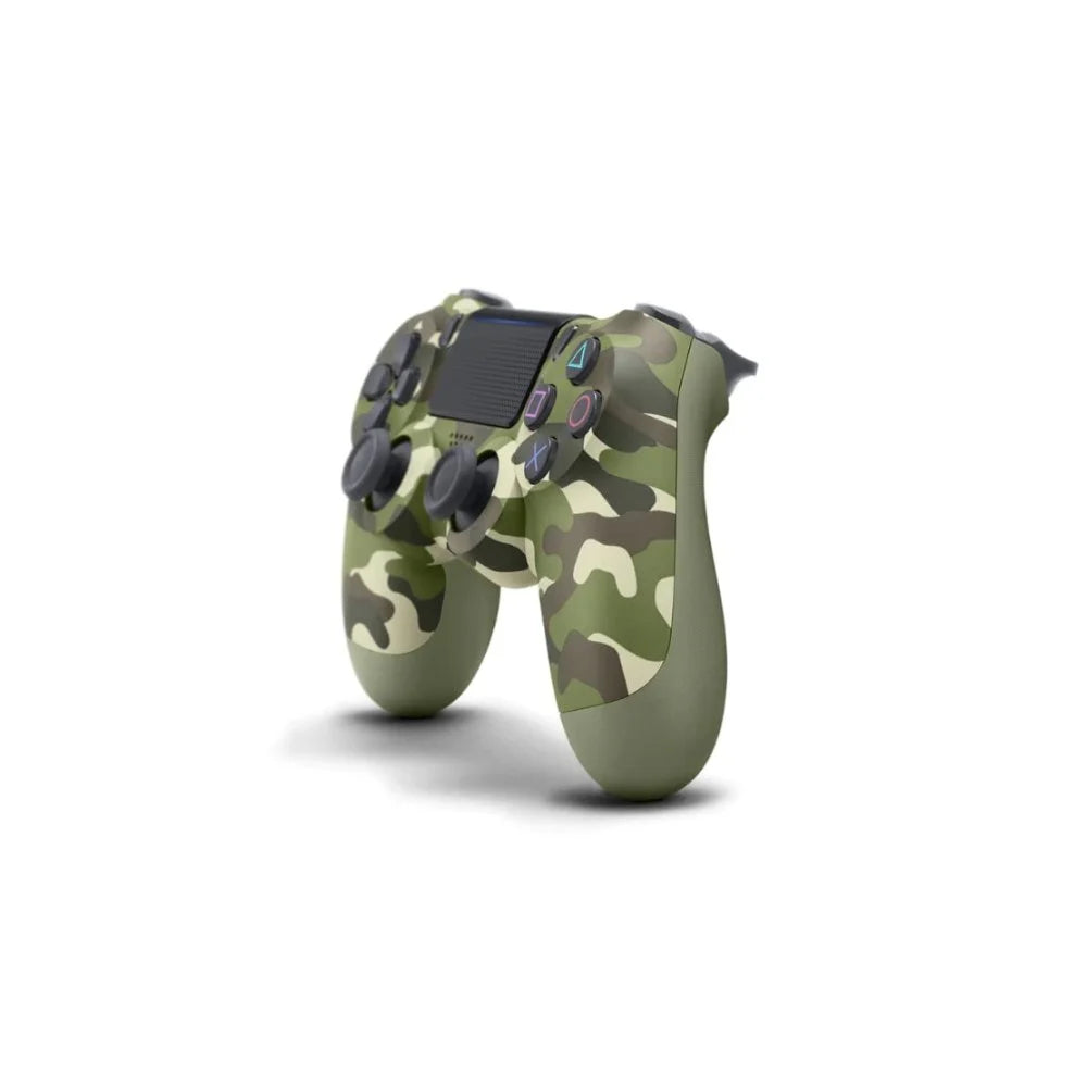 PS4 DualShock 4 wireless controller in Camo Green camouflage design with touch pad and precision analog sticks