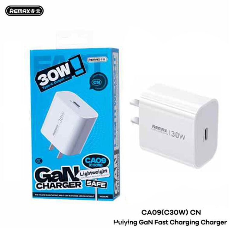 REMAX CA08 (C30W) Huiying GaN Fast Charging Charger CN Plug Compact Power Adapter