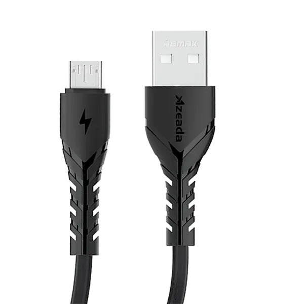 Remax Proda B47M USB-A to Micro USB cable showing its Azeada Wing Series branding, heavy-duty round structural outer jacket, and specialized anti-breakage rubber strain relief boots
