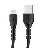 Remax Proda B47M USB-A to Micro USB cable showing its Azeada Wing Series branding, heavy-duty round structural outer jacket, and specialized anti-breakage rubber strain relief boots