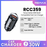 REMAX RCC359 30W 1A+1C Tanya Series PD and QC Multi Compatible Fast Car Charger
