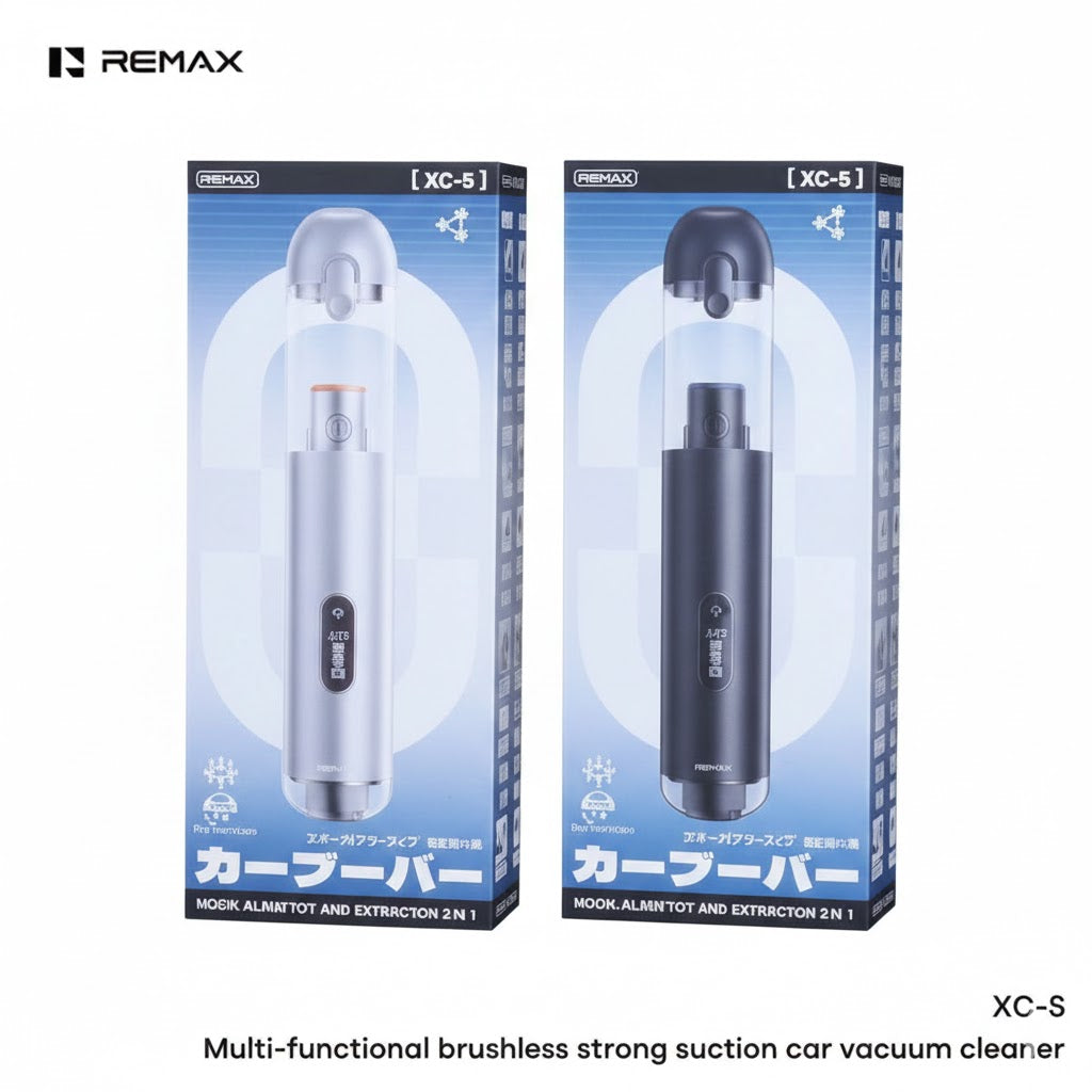 Remax XC-5 Brushless Multi-functional Car Vacuum Cleaner with 3-in-1 vacuum, blower, and pump features