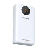 Romoss SW10PF 22.5W fast charging power bank featuring 10000mAh capacity, digital LED display, 3 input ports, and 3 output ports