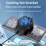 S-72 portable mobile phone quiet cooling fan showing its compact ABS plastic body, integrated thermal accent light, adjustable back clip, and 1-meter power connection wire