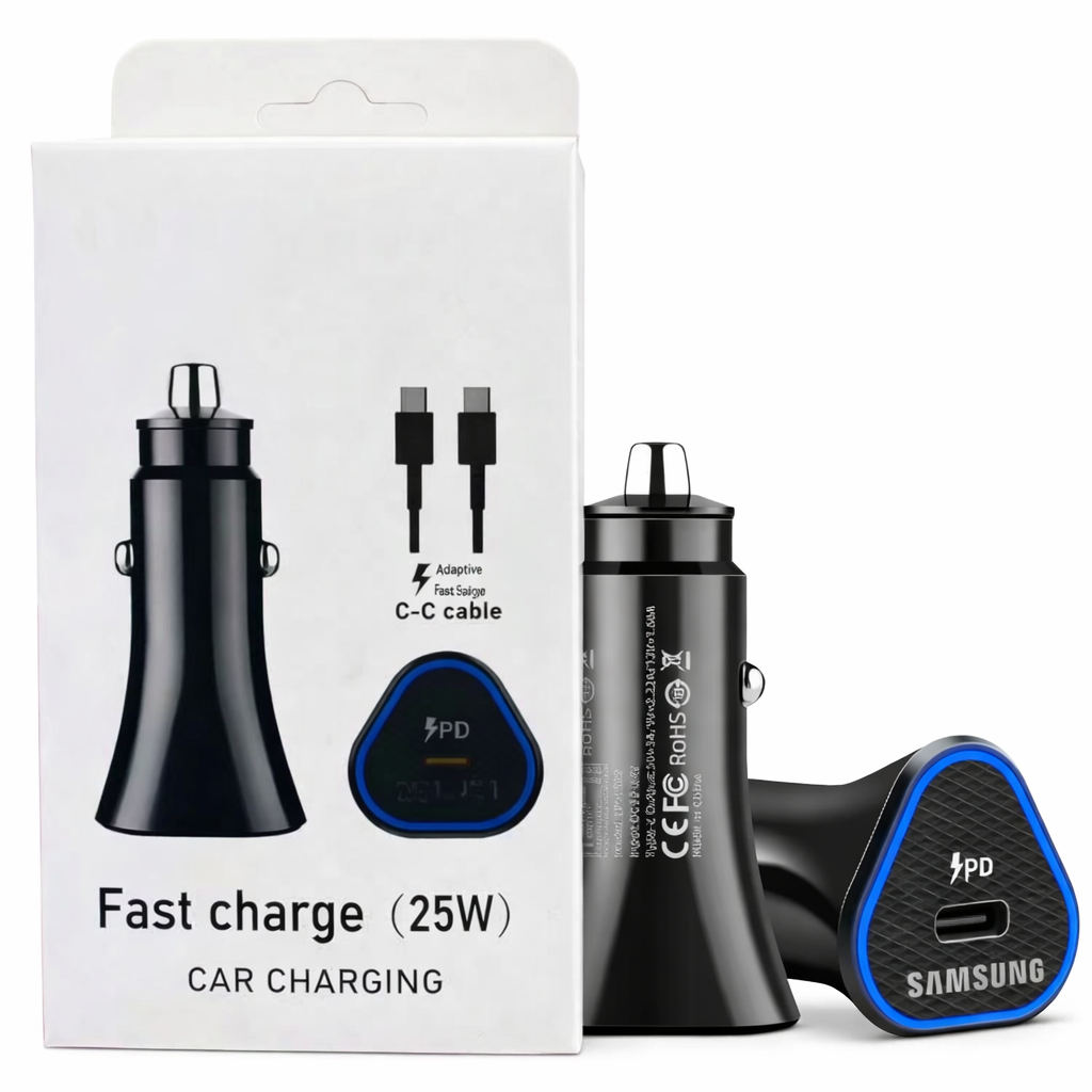Samsung 25W PD Fast Car Charger with 1M Type-C to Type-C Cable