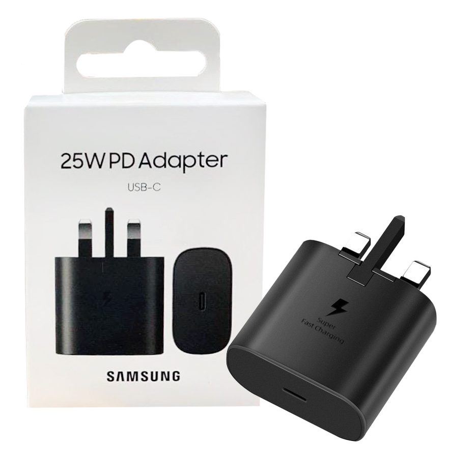 Samsung 25W USB-C Power Delivery Adapter with UK 3-Pin Plug for Fast Charging
