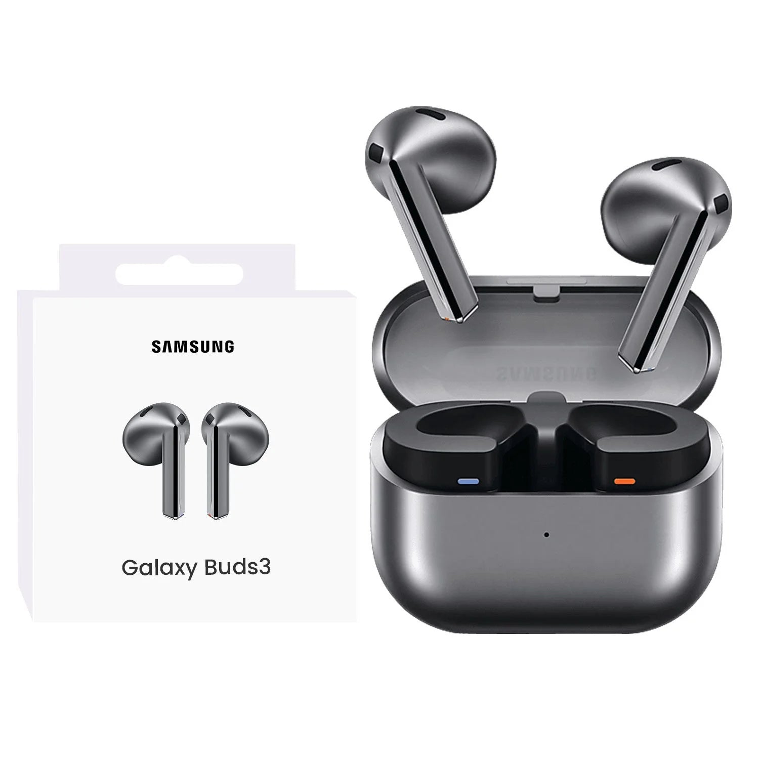 Samsung Galaxy Buds3 R530 Black wireless earbuds with open-type design, ANC, Galaxy AI, and 360 audio in a wireless charging case