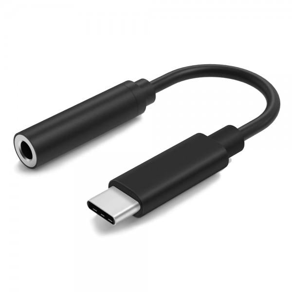 Samsung Type-C to 3.5mm headset jack adapter displaying its compact corrosion-resistant design, Type-C plug interface, and auxiliary audio port
