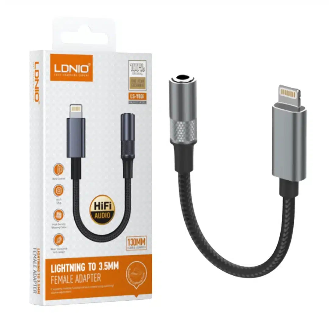 LDNIO LSY80I Lightning to 3.5mm Hi-Fi Audio Adapter with DAC & Wire Control