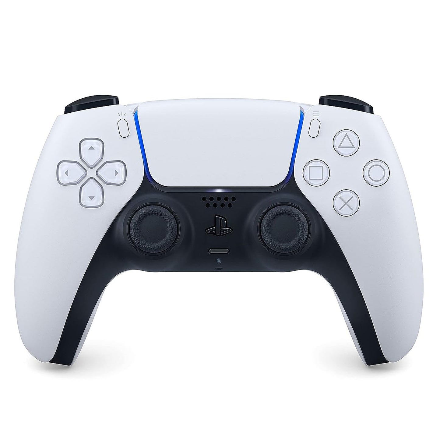 Sony DualSense wireless controller for PlayStation 5 in white, featuring adaptive triggers and haptic feedback