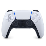 Sony DualSense wireless controller for PlayStation 5 in white, featuring adaptive triggers and haptic feedback